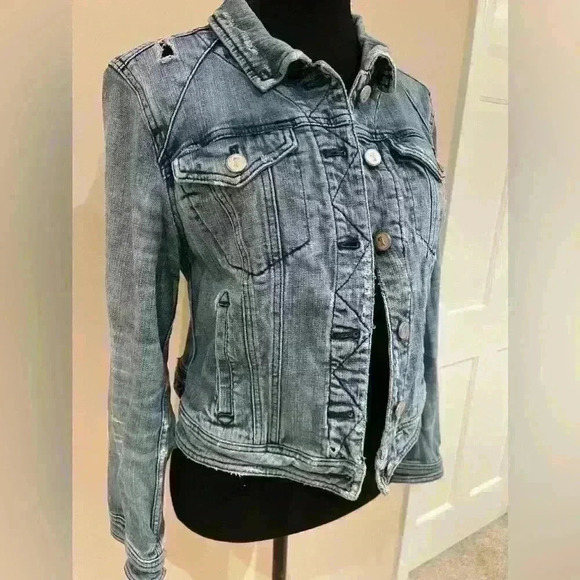 Anthropologie Pilcro Letterpress Crop Denim Classic Jean Jacket MP - Picture 1 of 7